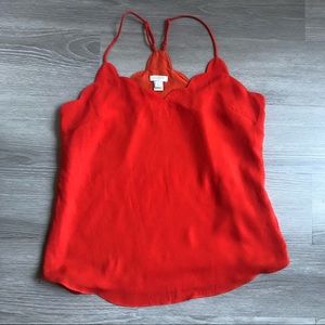 JCrew bright red scalloped cami tank 2